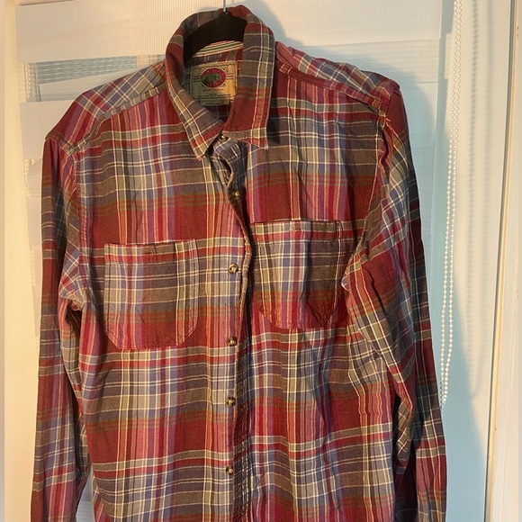 Boston Traders Shirt Large L Red Plaid Flannel Button Up Long Sleeve Mens - Picture 1 of 2